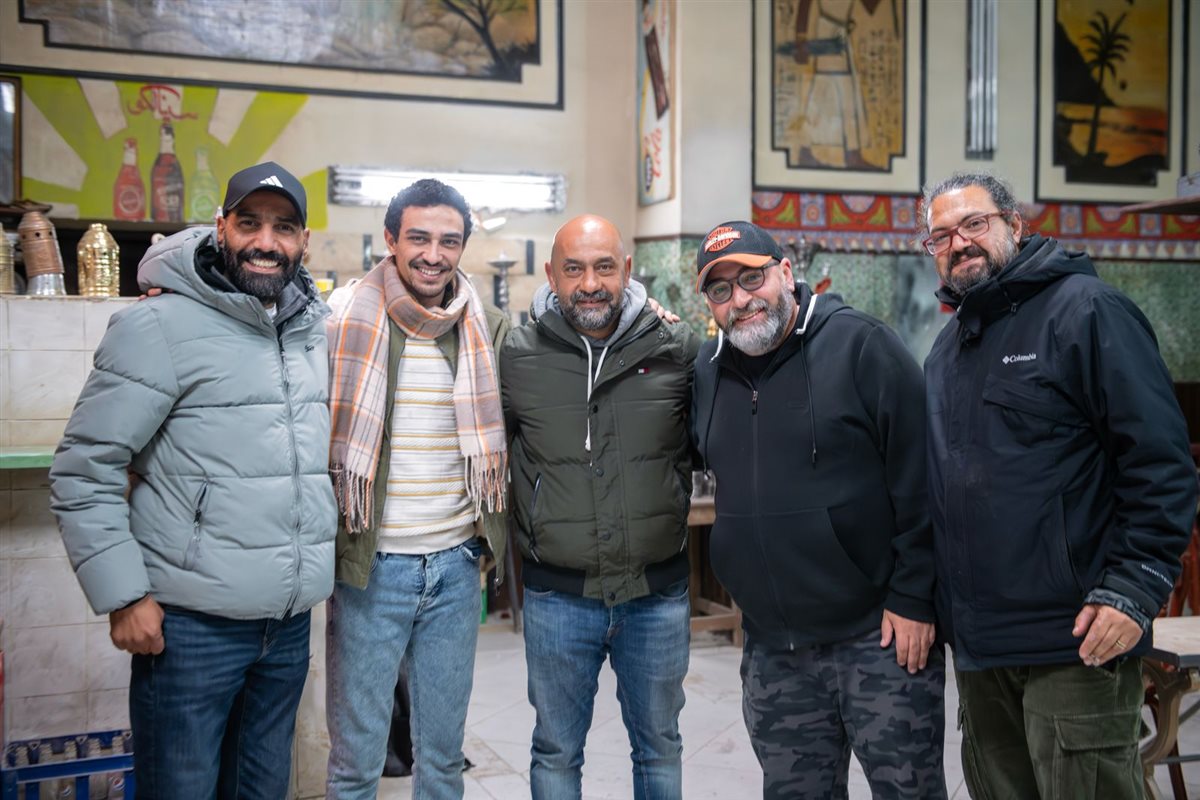 أحمد الجندي وإياد صالح يزوران مسلسل قهوة المحطة في مدينة الانتاج