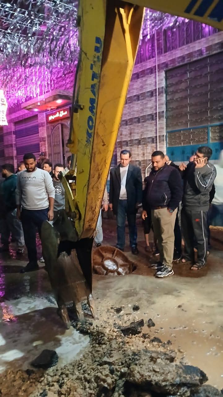 السيطرة على انفجار خط مياه بميت شهالة بالمنوفية