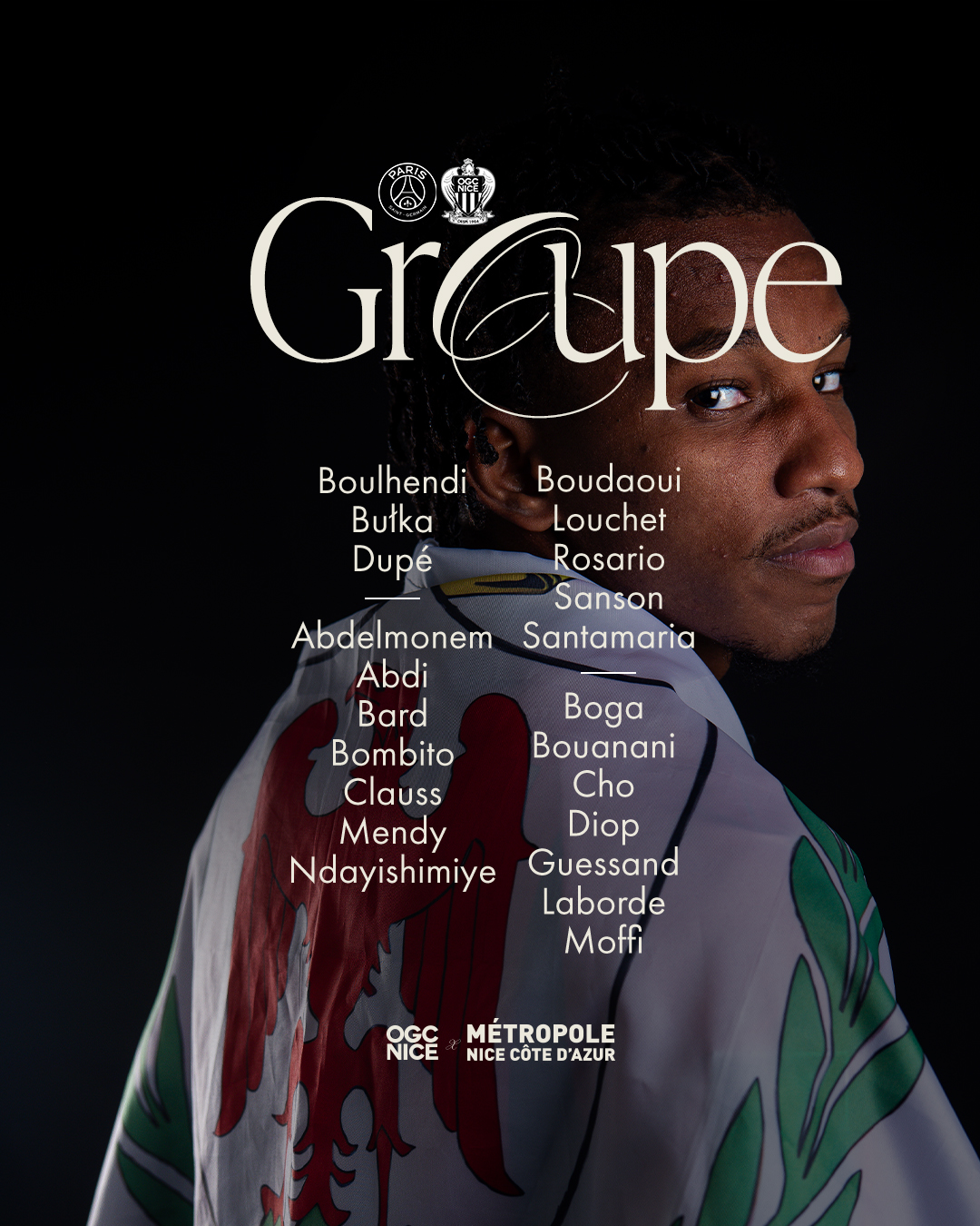 قائمة نيس لمواجهة باريس سان جيرمان في الدوري الفرنسي