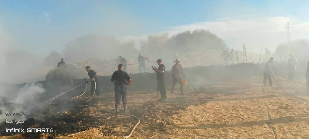 حريق يلتهم شون واجران قمح في الوادى الجديد