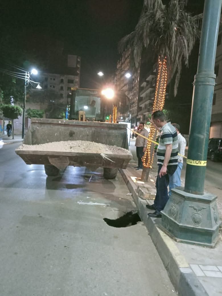 هبوط أرضي في شارع باريس بالمنوفية&nbsp;