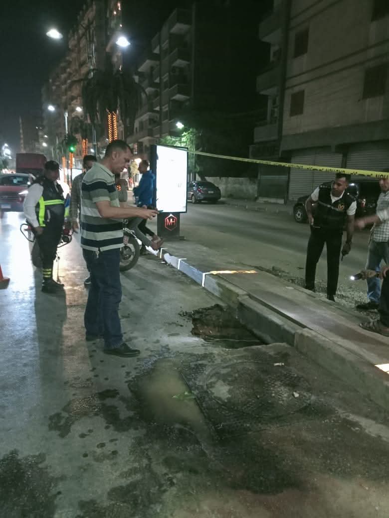 هبوط أرضي في شارع باريس بالمنوفية&nbsp;