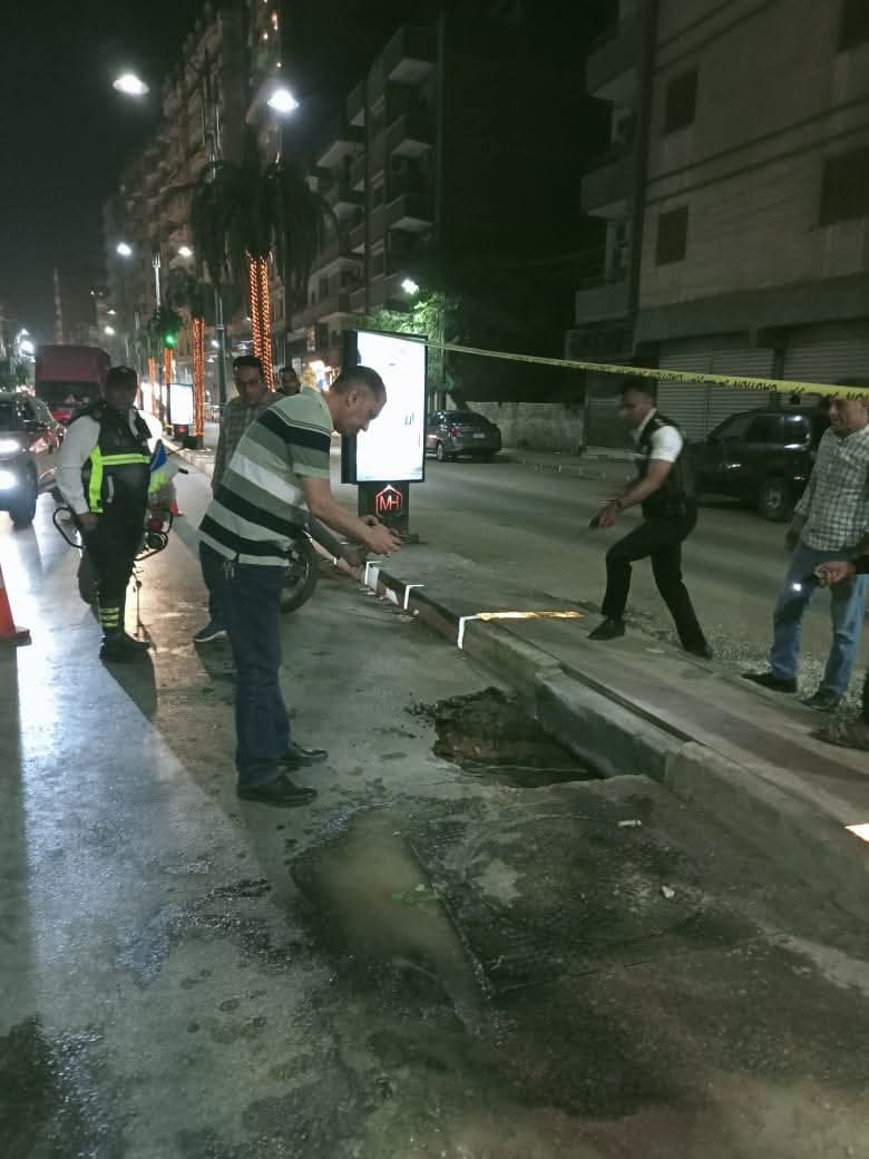 هبوط أرضي في شارع باريس بالمنوفية&nbsp;