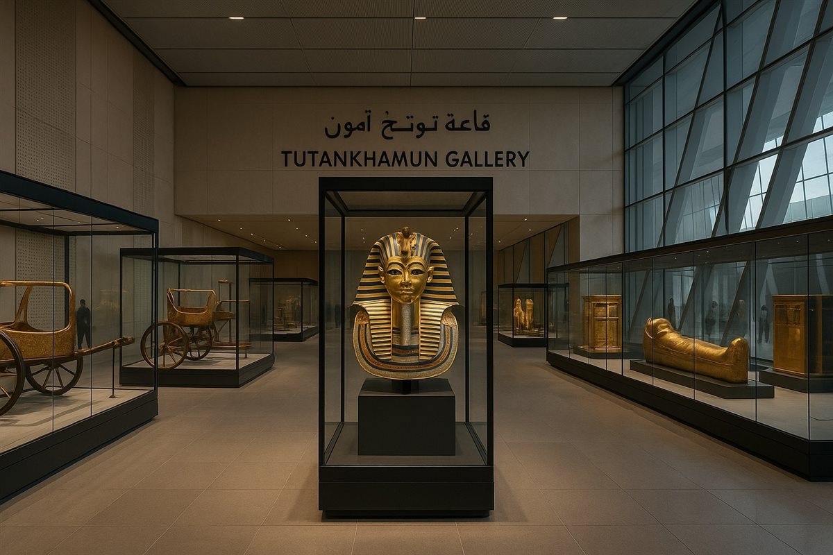 شكل تخيلي لقاعة الملك توت عنخ آمون&nbsp;في المتحف المصري الكبير&nbsp;
