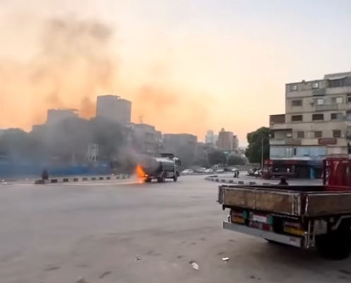 <strong>&nbsp;سائق يقود بترول مشتعلة بمصر القديمة&nbsp;</strong>