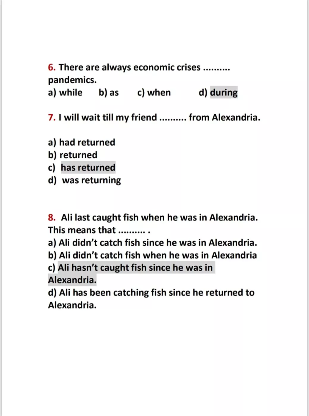 المراجعة النهائية في اللغة الإنجليزية لطلاب الثانوية العامة 2025