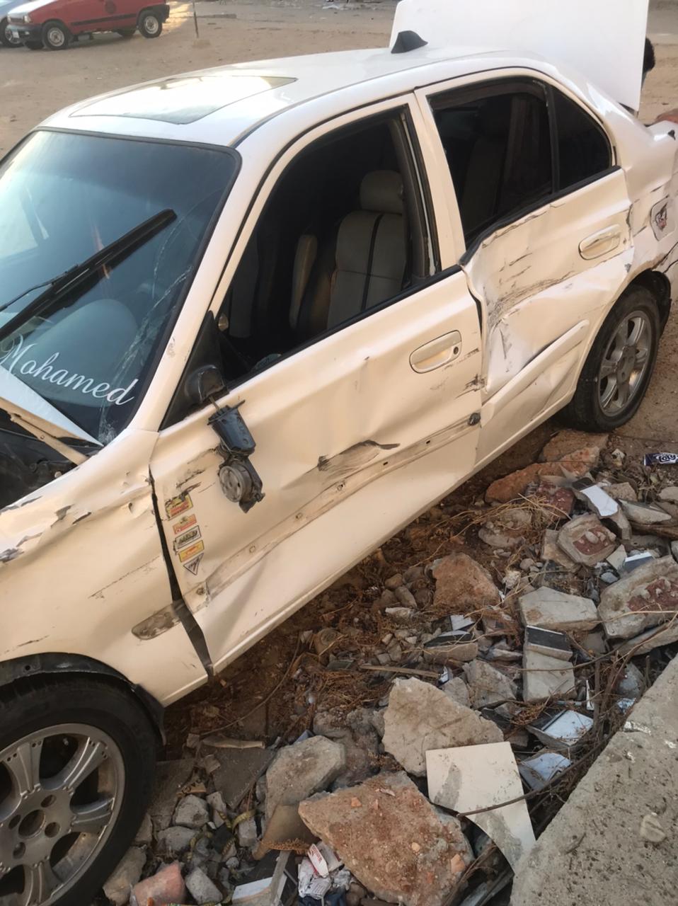سيارة متضررة في الحادث&nbsp;