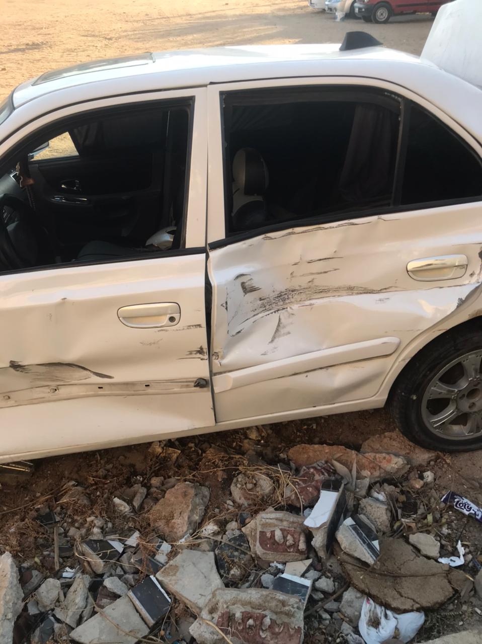 سيارة متضررة في الحادث&nbsp;