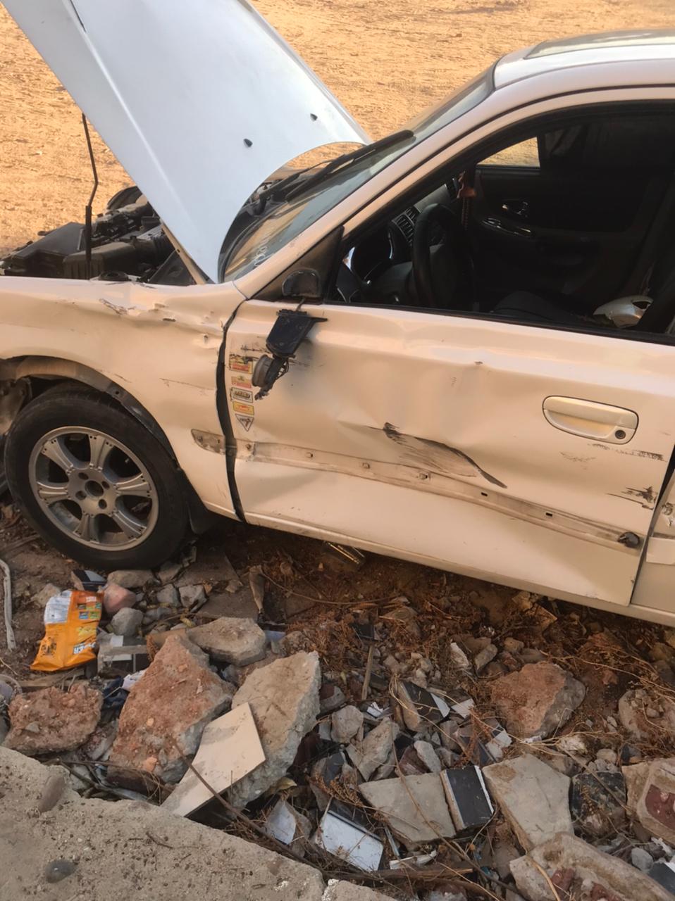 سيارة متضررة في الحادث&nbsp;
