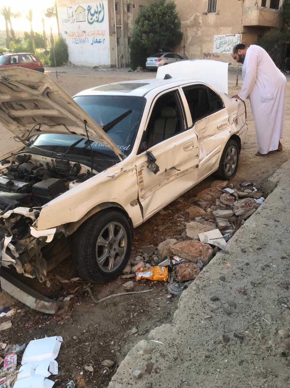 سيارة متضررة في الحادث&nbsp;
