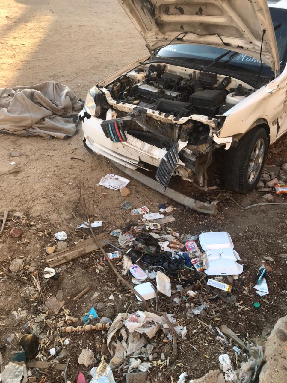 سيارة متضررة في الحادث&nbsp;