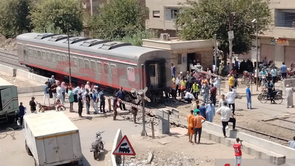 موقع حادث قطار الإسكندرية القاهرة في قويسنا&nbsp;
