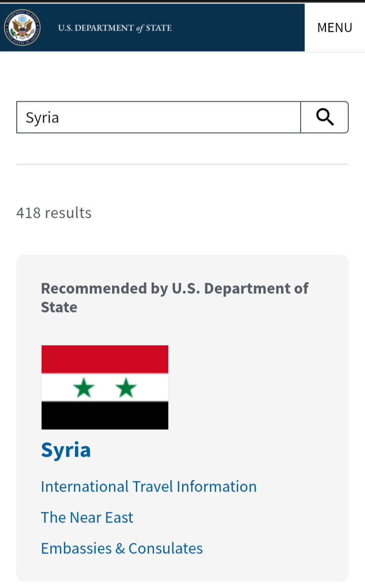 موقع وزارة الخارجية الأمريكية&nbsp;