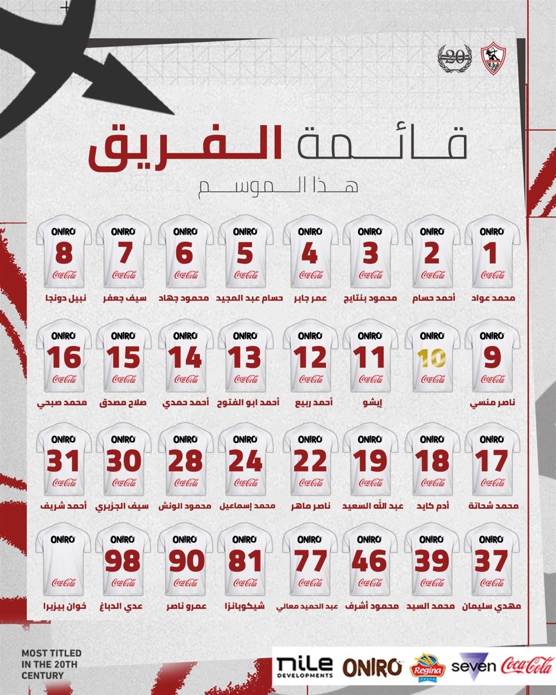 <strong>قائمة الزمالك استعدادًا لموسم 2025-2026</strong>
