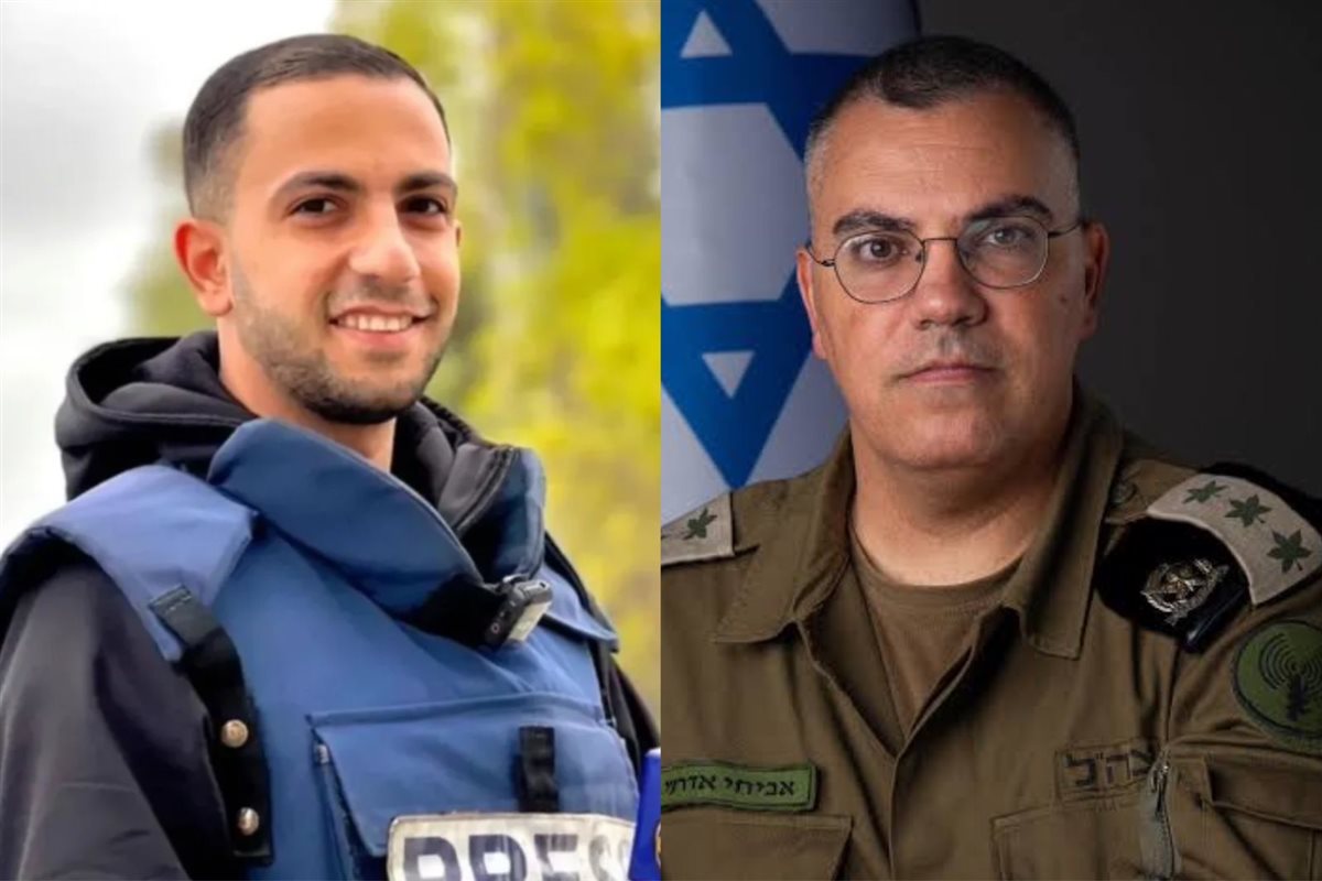 الصحفي الفلسطيني &nbsp;أنس الشريف وإيفخاي أدرعي
