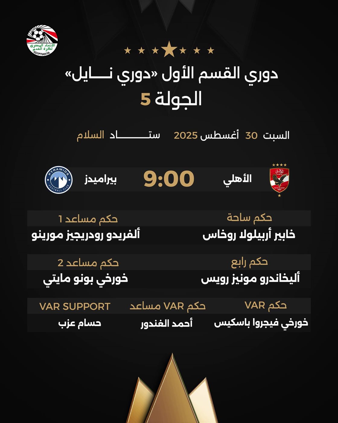 حكام مباراة الأهلي وبيراميدز في الدوري الممتاز&nbsp;