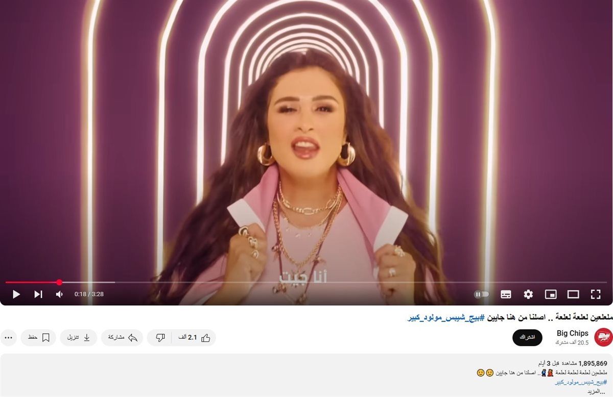 إعلان بيج شيبس على يوتيوب يحقق مليون و895 مشاهدة&nbsp;