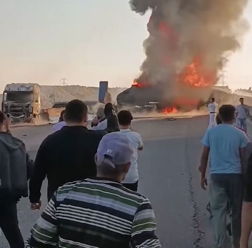 &nbsp;حادث اشتعال سيارة نقل مواد بترولية