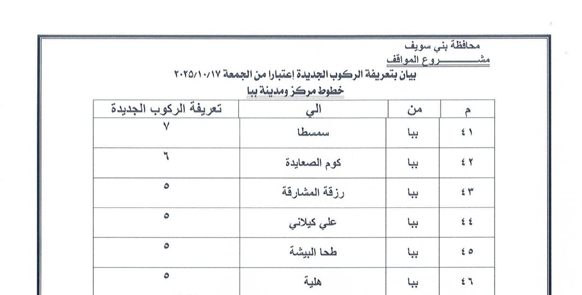 أسعار المواصلات بعد الزيادة
