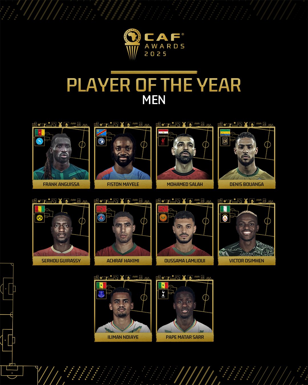 كاف يعلن عن قائمة المرشحين لجائزة أفضل لاعب بإفريقيا 2025