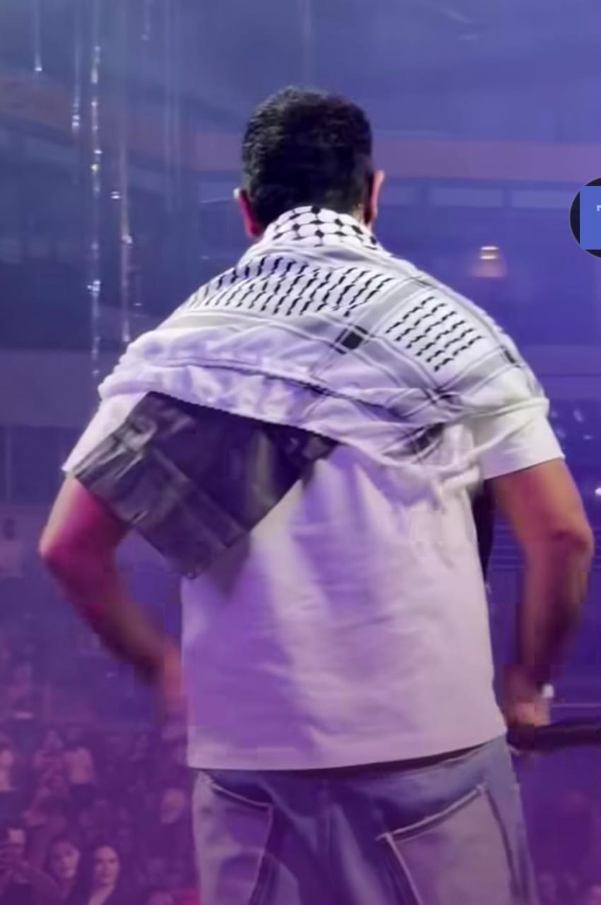 أحمد سعد يرفع علم مصر ويرتدي الشال الفلسطيني في حفله الأخير بألمانيا&nbsp;