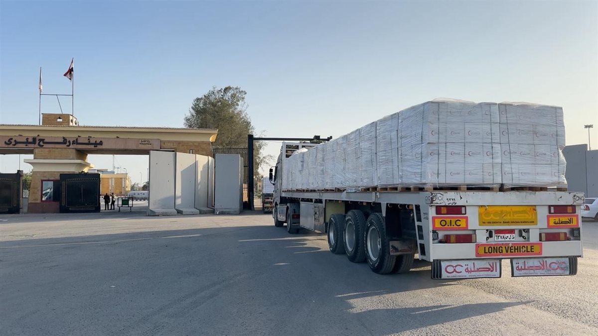 الهلال الأحمر المصري يدفع بالمساعدات الإغاثية إلى قطاع غزة&nbsp;