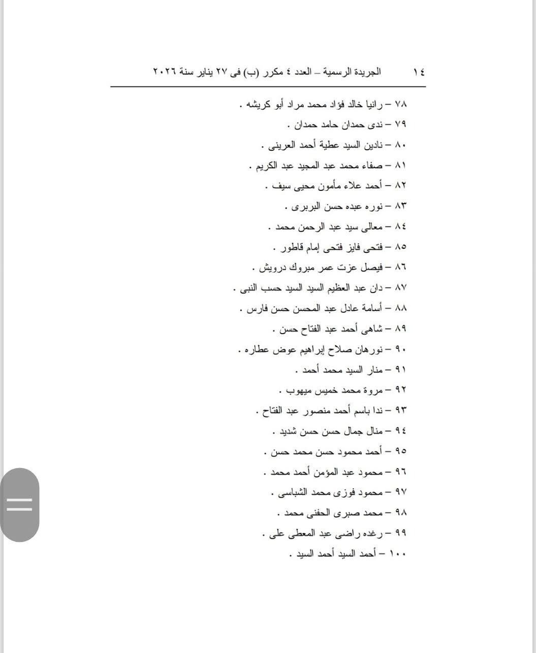 أسماء المقبولين في تعيينات النيابة الإدارية الجديدة&nbsp;