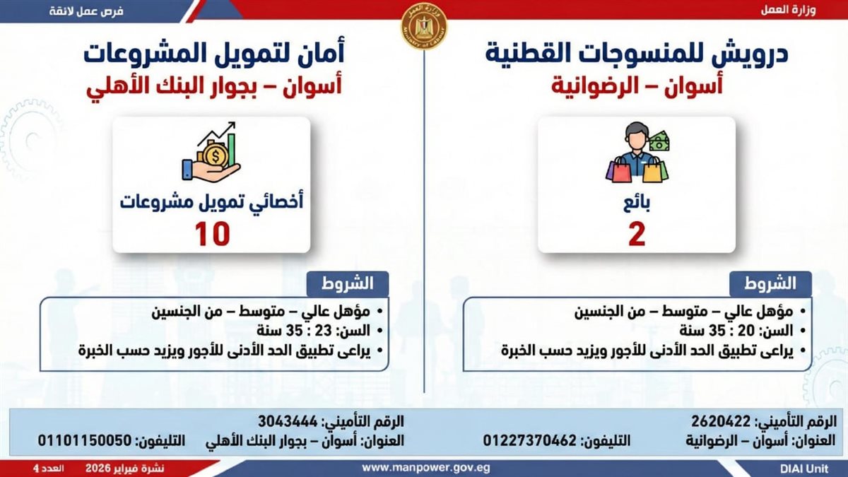 فرص العمل بنشرة التوظيف نصف الشهرية