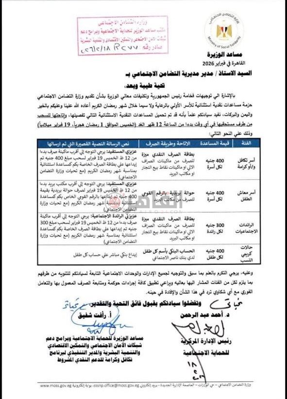مستند وزارة التضامن الاجتماعي