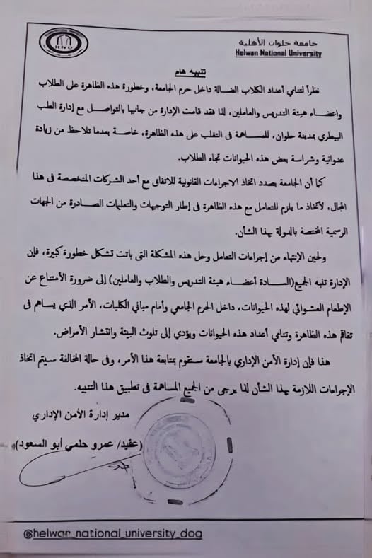 منشور جامعة حلوان