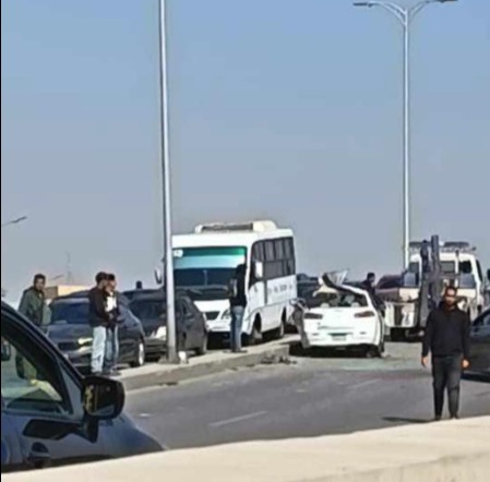 حادث تصادم عدد من السيارات أعلي كوبري لاميرادا بالتجمع الخامس