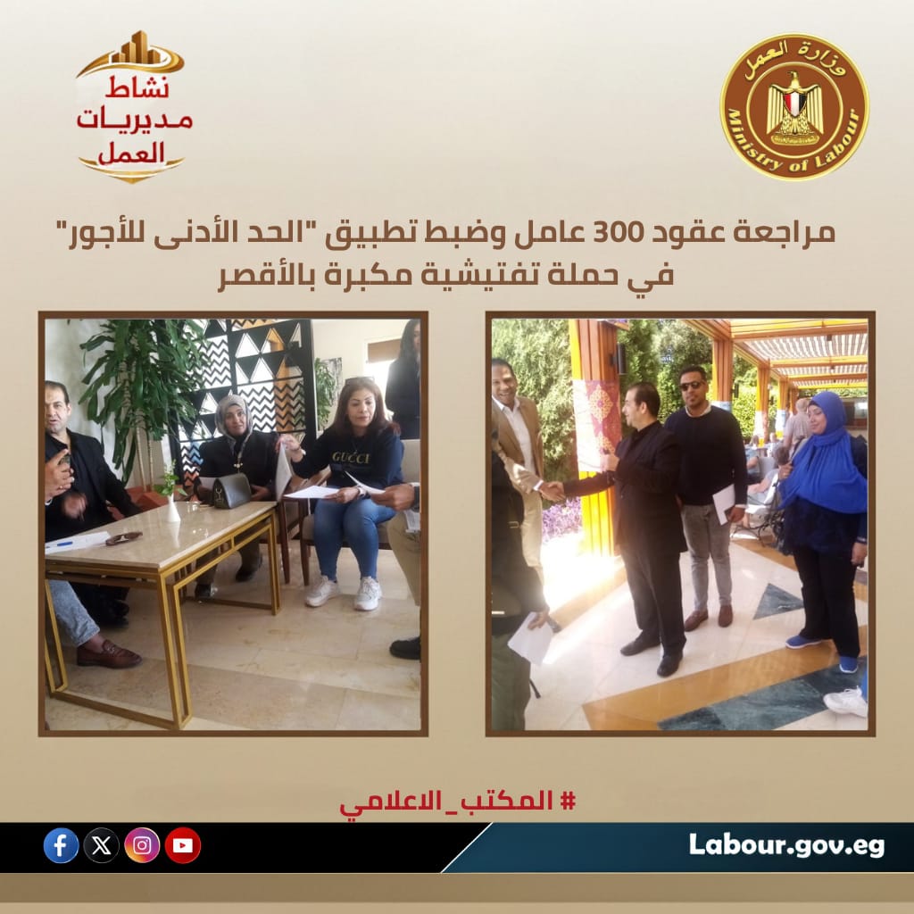 حملة تفتيشية لمراجعة عقود 300 عامل بالأقصر