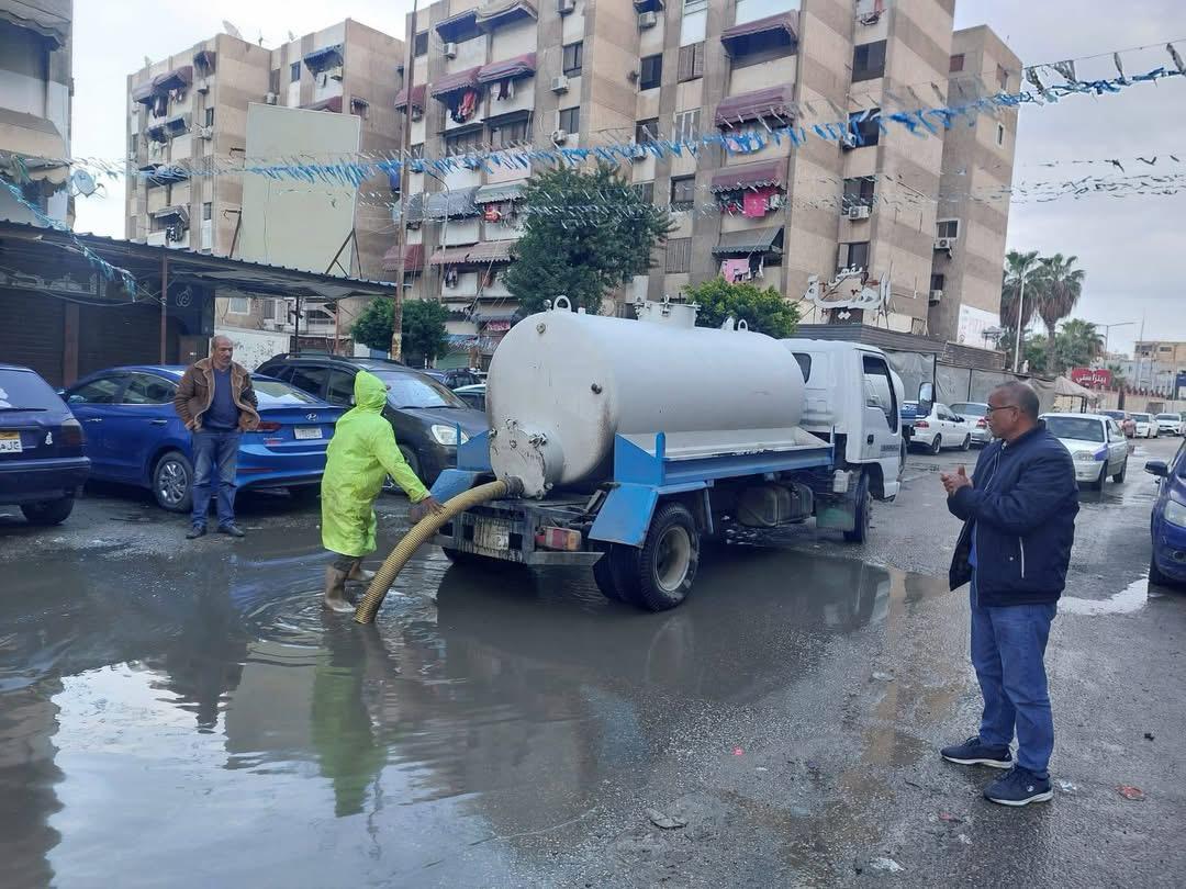 كسح مياه الأمطار ببورسعيد 