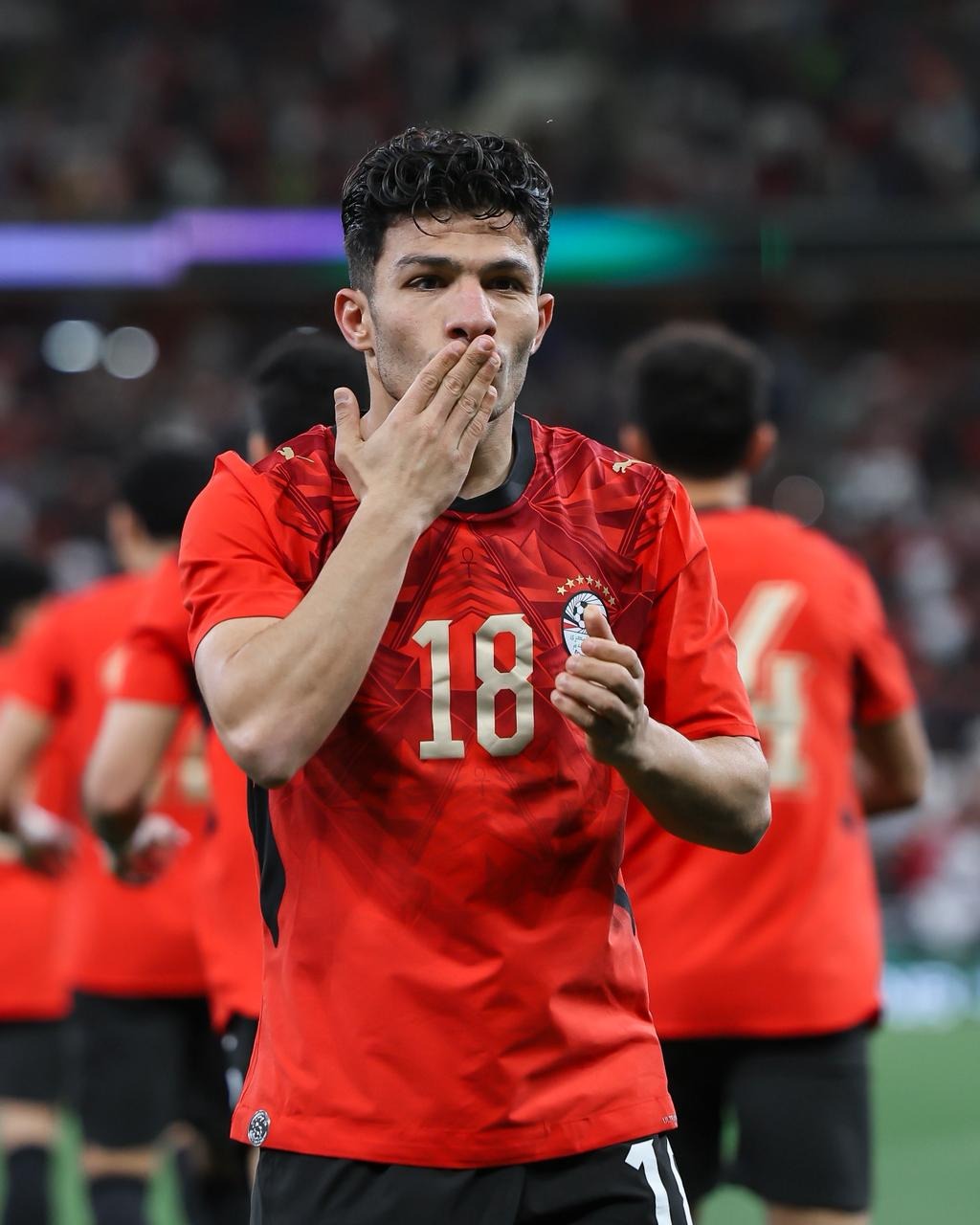 <strong>احتفال إسلام عيسى لاعب منتخب مصر بهدفه في شباك منتخب السعودية 1-0</strong>