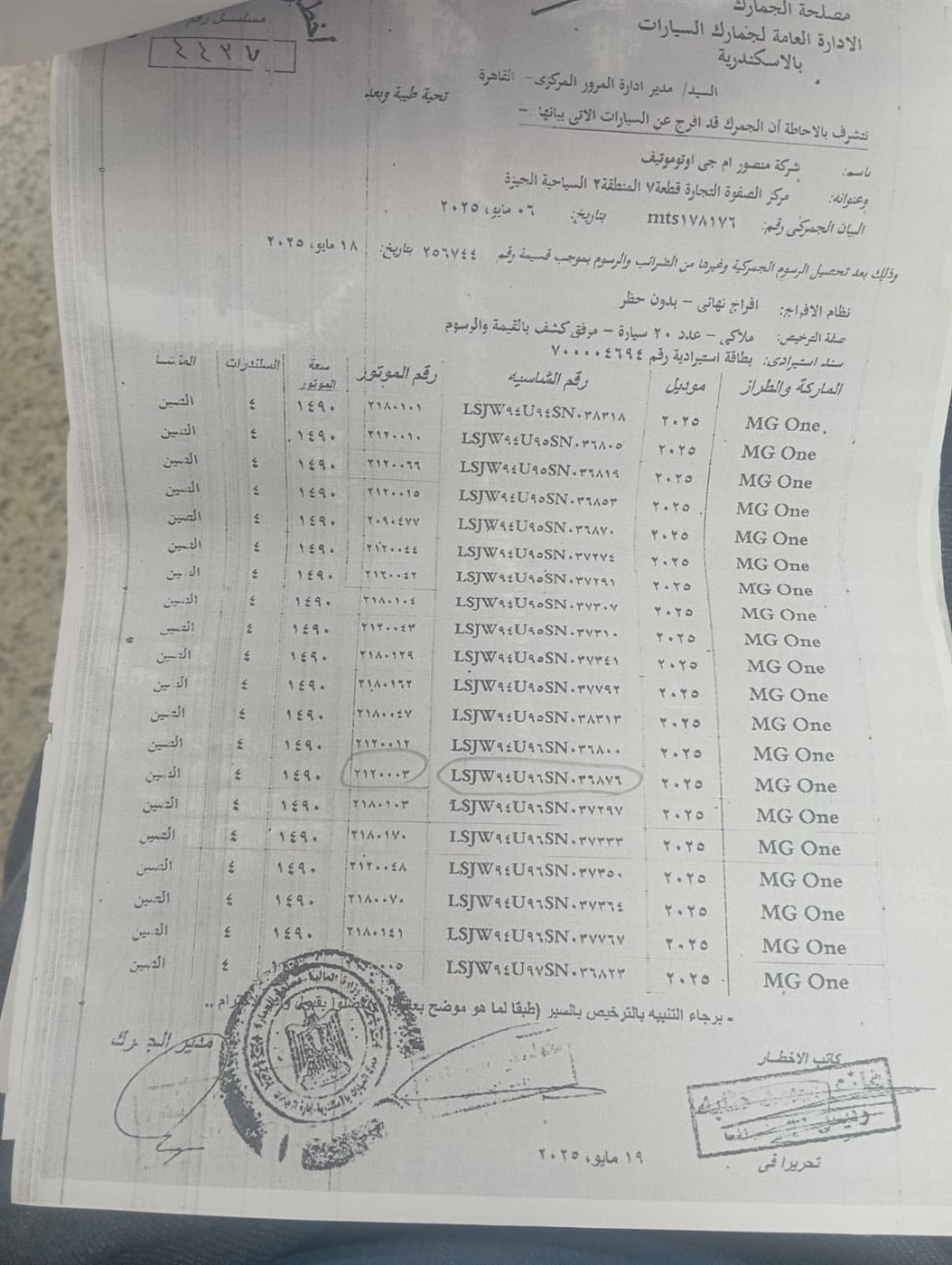 مستندات سيارة MG