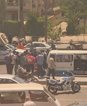 <strong>حادث تصادم على طريق محور السادات</strong>