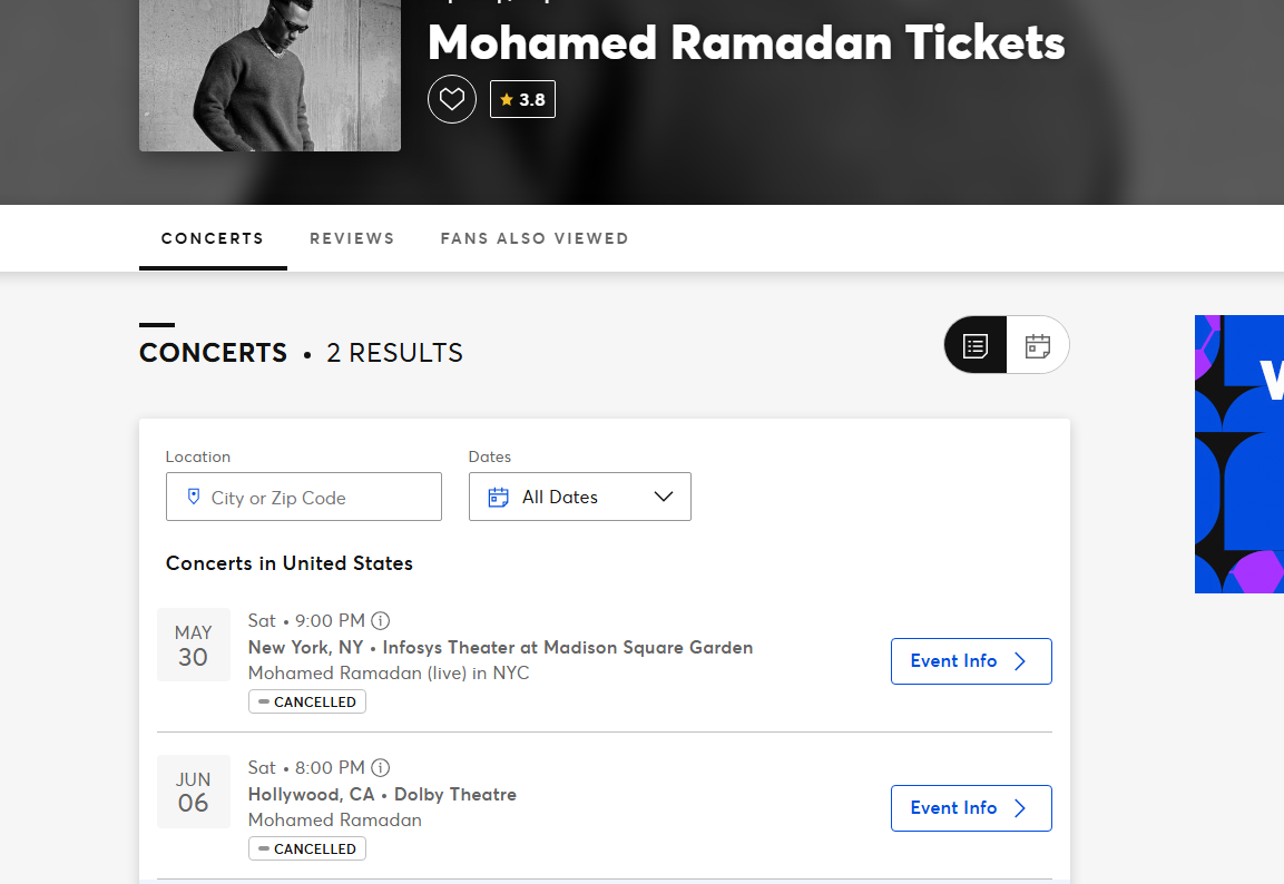 إلغاء حفلات محمد رمضان في أمريكا