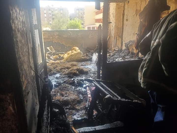 نشوب حريق بشقة سكينة بأسيوط 