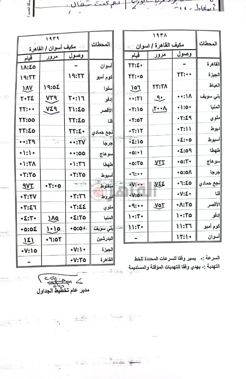 جدول التشغيل 