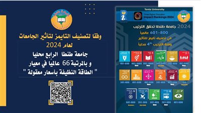 جامعة طنطا الرابع محليا والـ66 عالميًا في معيار الطاقة النظيفة