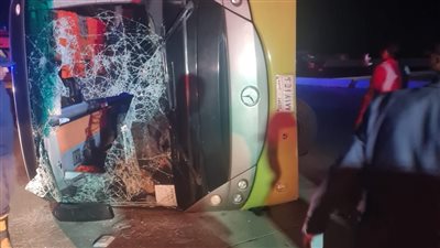 التحفظ على سائق الأتوبيس السياحي في حادث طريق السويس لسماع أقواله 