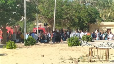حريق بصالة ملعب كرة السلة في كلية التربية الرياضية بجامعة المنيا| صور 