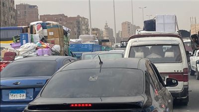 تكدس مروري أعلى الطريق الدائري في الاتجاه القادم من السلام إلى المنيب والرماية