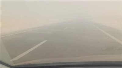  عاصفة ترابية على طريق تنيدة - منفلوط بالوادي الجديد.. وتحذيرات للسائقين من القيادة السريعة