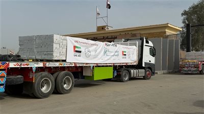 وكالة الإمارات للمساعدات تدعم غزة بالدفعة 303 من مصر إلى كرم أبو سالم