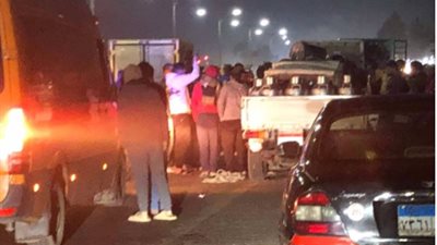 مصرع شخصين في حادث تصادم بين سيارتي نقل أمام قرية عرب الرمل بالمنوفية