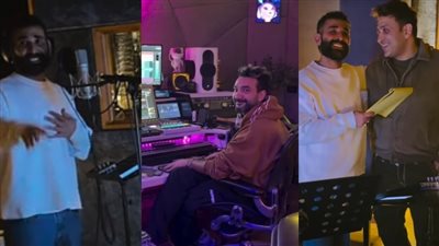 من الاستوديو.. لقطات من كواليس تسجيل أغنية بينسوا إزاي لـ أحمد سعد