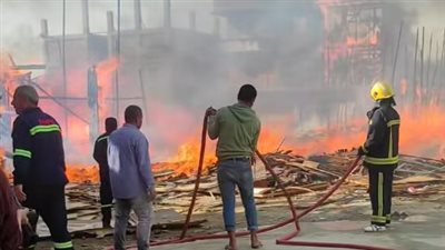 جهود للسيطرة على حريق لوكيشن تصوير مسلسل بيت بابا 2 بمدينة الإنتاج الإعلامي