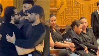 إيمي سمير غانم وأحمد حلمي ومصطفى أبو سريع يساندون حمدي الميرغني في عزاء والده