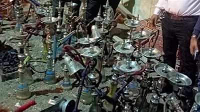 مصادرة 65 شيشة خلال حملة على المقاهي ببني سويف (صور)